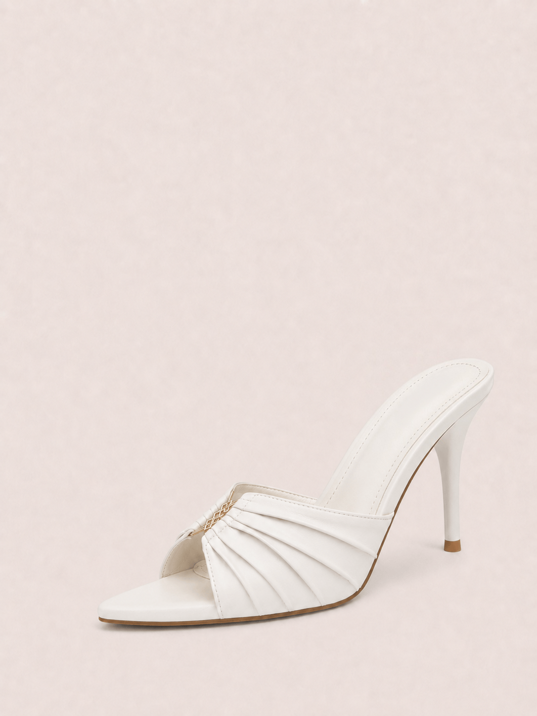 Stiletto Mules Heels with Gold Accents
