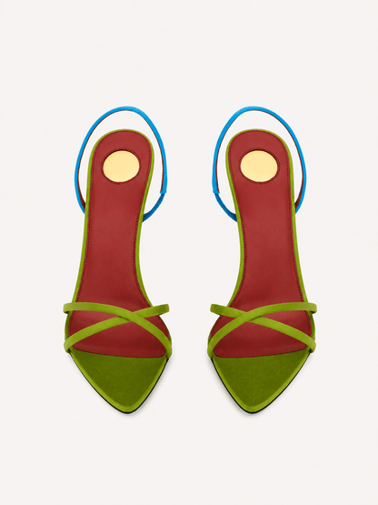 Colorful Satin Slingback Sandals