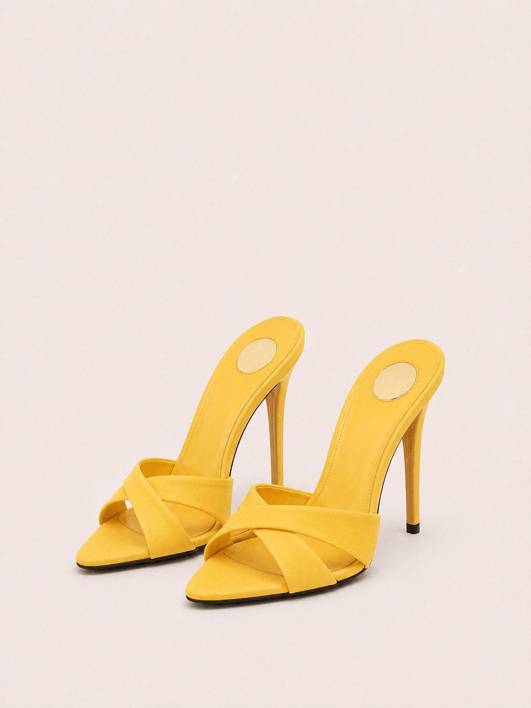 Stiletto Heel Slide Sandals Open Toe Criss Cross Straps Slip on Dress Heels
