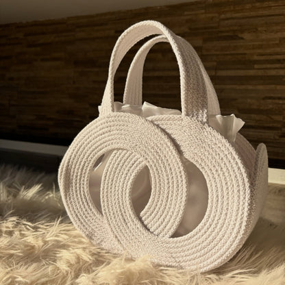Ivory Halo Woven Handbag