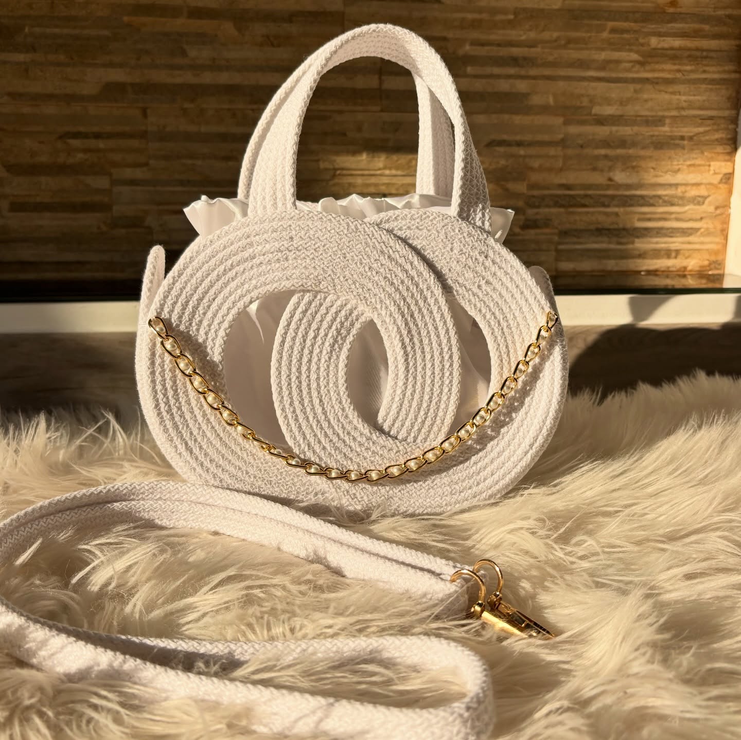 Ivory Halo Woven Handbag