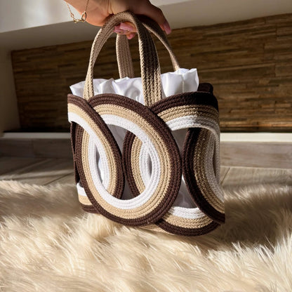 Tricolor Loop Woven Tote Bag