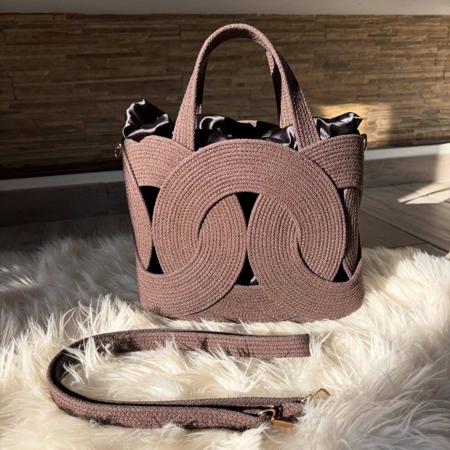 Sculpted Loop Woven Tote Bag – Dusty Rose