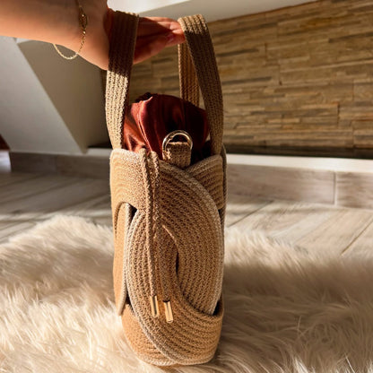 Sculptural Loop Woven Handbag – Natural Tan