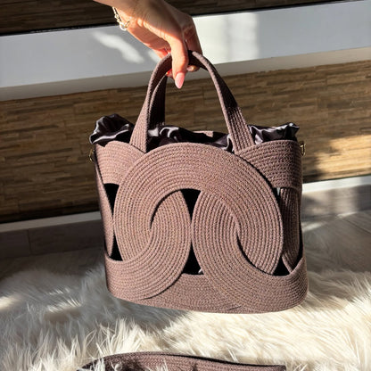 Sculpted Loop Woven Tote Bag – Dusty Rose