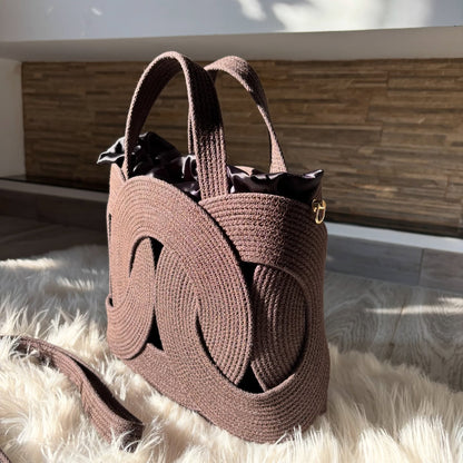 Sculpted Loop Woven Tote Bag – Dusty Rose