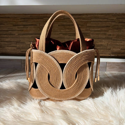 Sculptural Loop Woven Handbag – Natural Tan