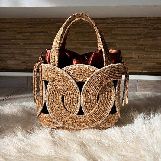 Sculptural Loop Woven Handbag – Natural Tan