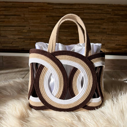 Tricolor Loop Woven Tote Bag
