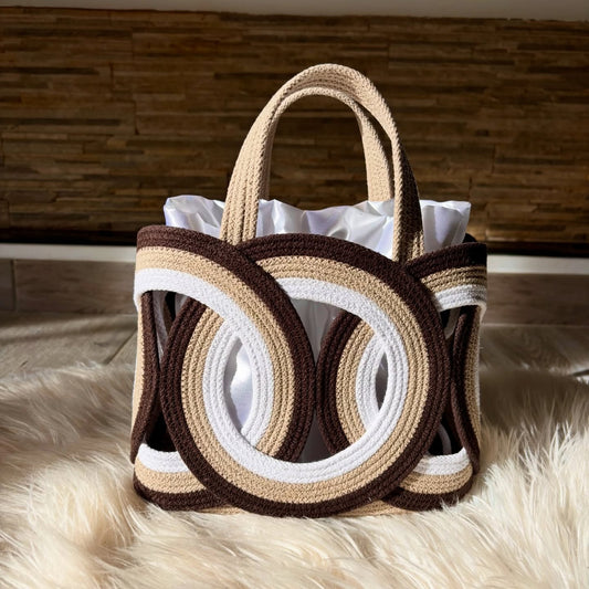 Tricolor Loop Woven Tote Bag