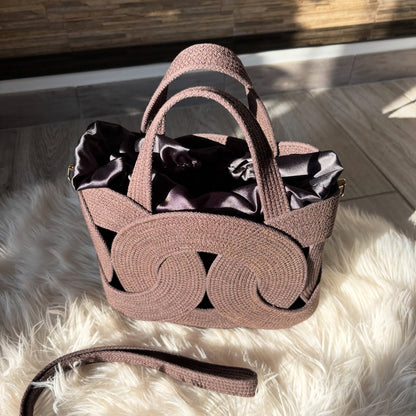 Sculpted Loop Woven Tote Bag – Dusty Rose