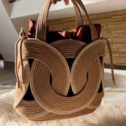 Sculptural Loop Woven Handbag – Natural Tan