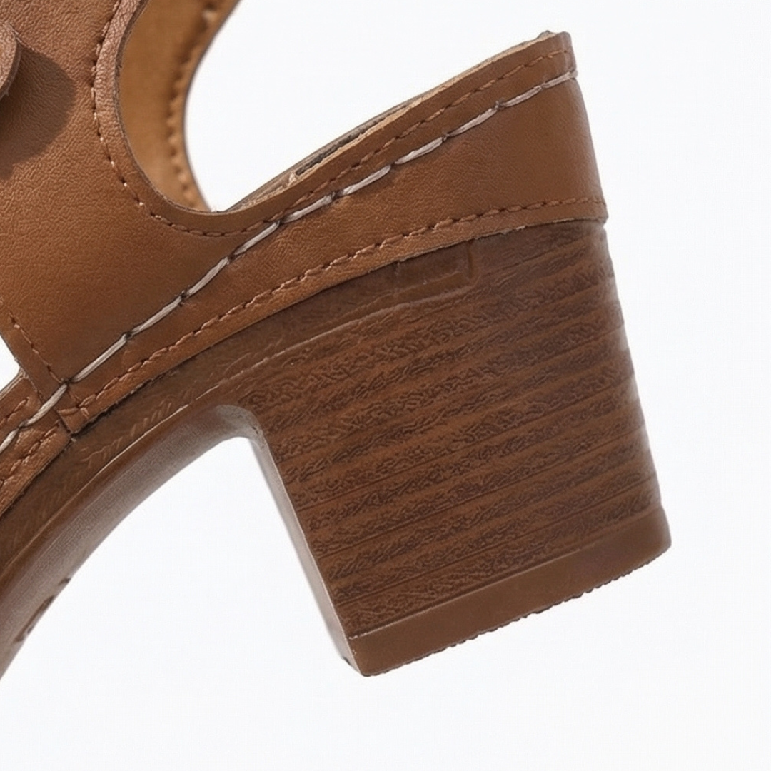 Roman Cutout Block Heel Sandals