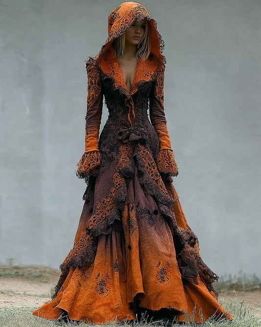 Giseabel Bohemian style Irregular Gradient Lace Patchwork Hooded Evening Dress bc3a