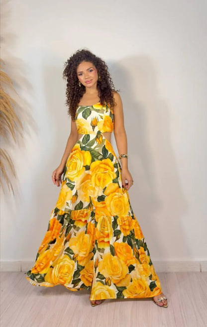 Women's Dress with Yellow Flowers