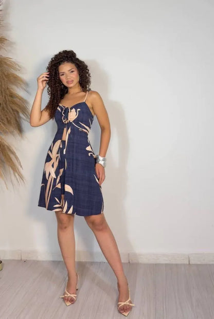 Sibele Blue Smock Dress and Shorts Set