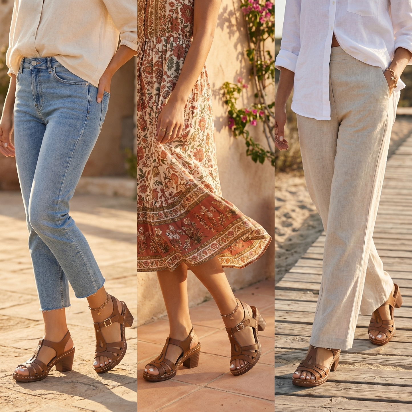 Roman Cutout Block Heel Sandals